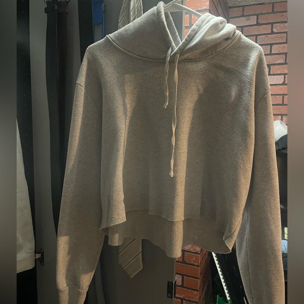 brandy melville cropped grey hoodie